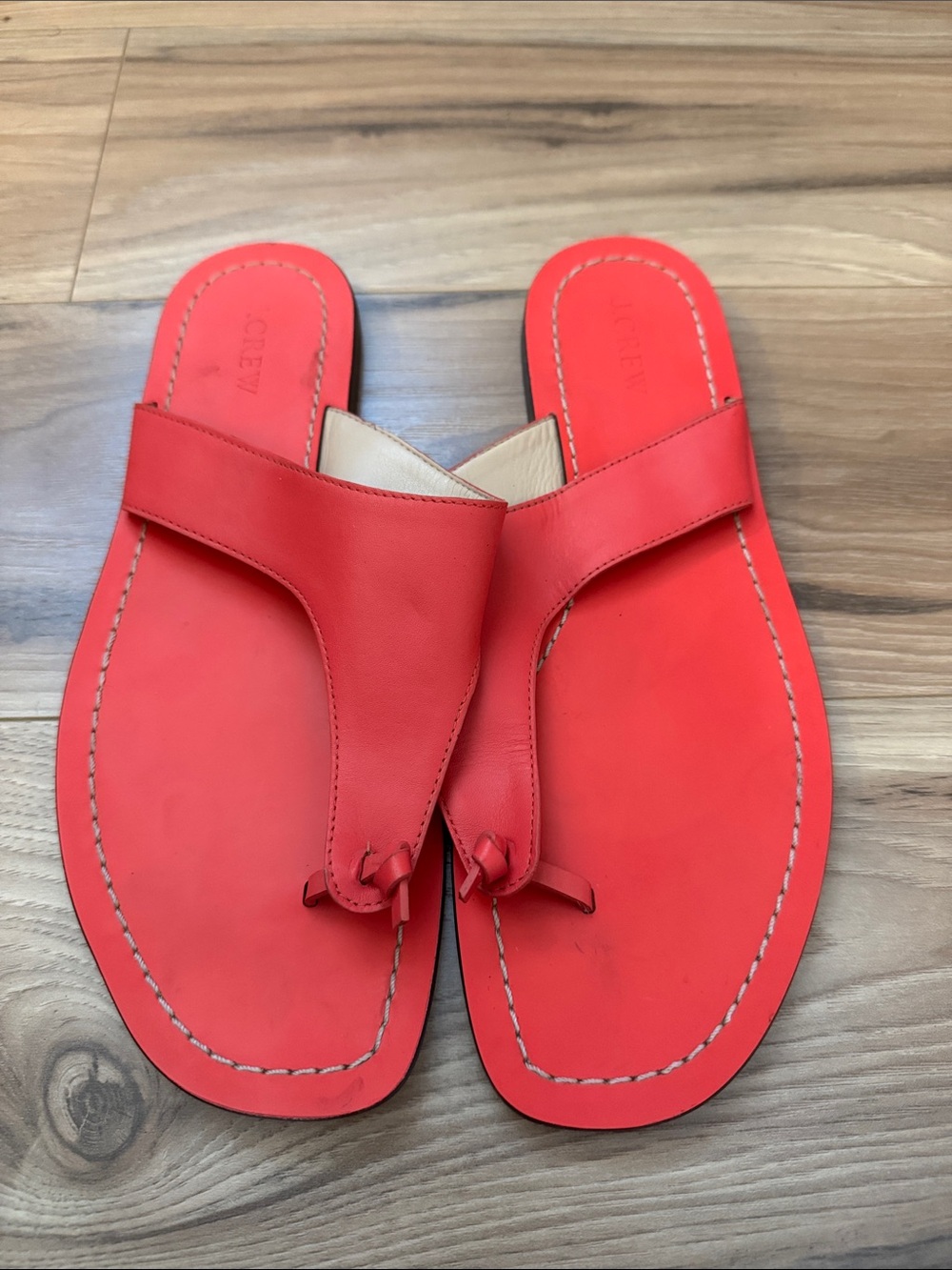 J. Crew Bright Red Leather Sandals